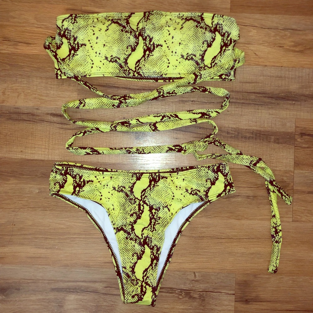❤️Yellow Snake Print Bikini